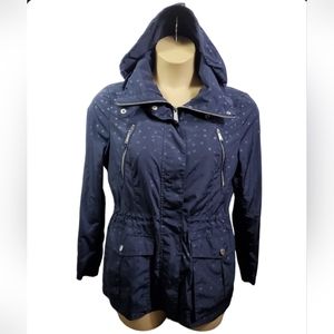 BCBGeneration Navy Polka-Dot Rain Coat